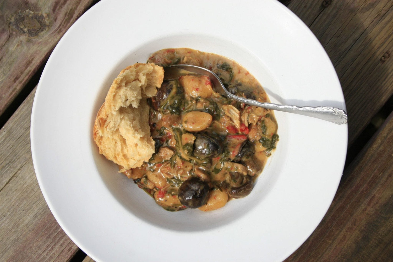 Chicken Thighs and Gnocchi with Smoked Mushrooms & Red Peppers
